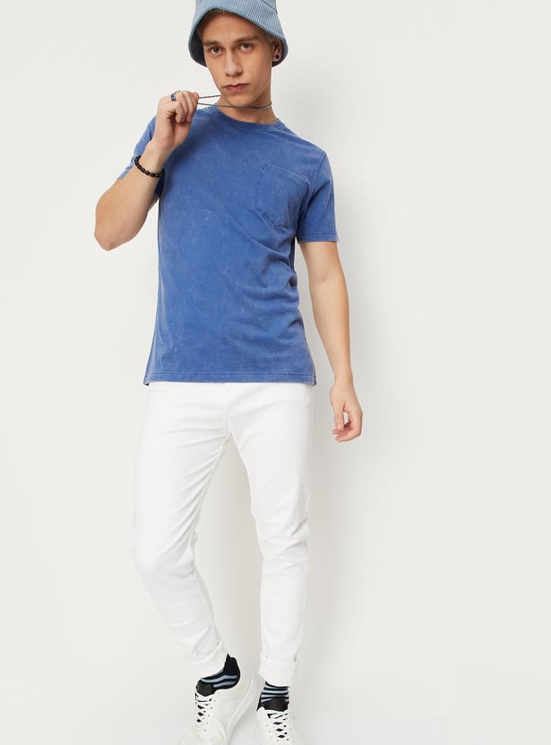 Men Acid Washed Pocket Slim Fit T-shirt
