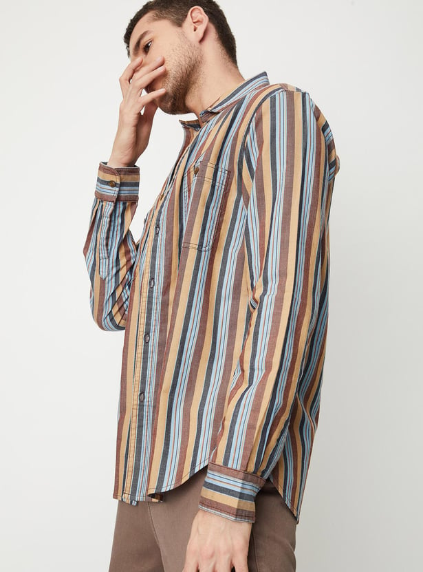 Men Striped Full Sleeves Slim Fit Casual Shirt