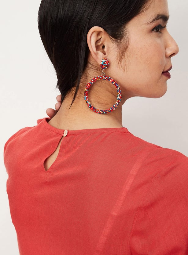 Women Embellished Round Neck Straight Kurta
