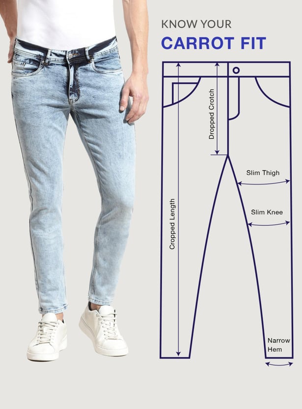 Men Washed Carrot Fit Jeans