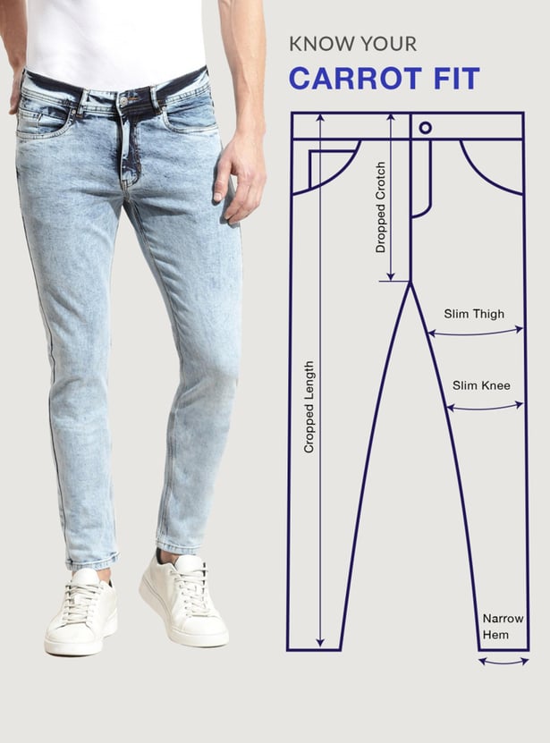 Men Washed Carrot Fit Jeans
