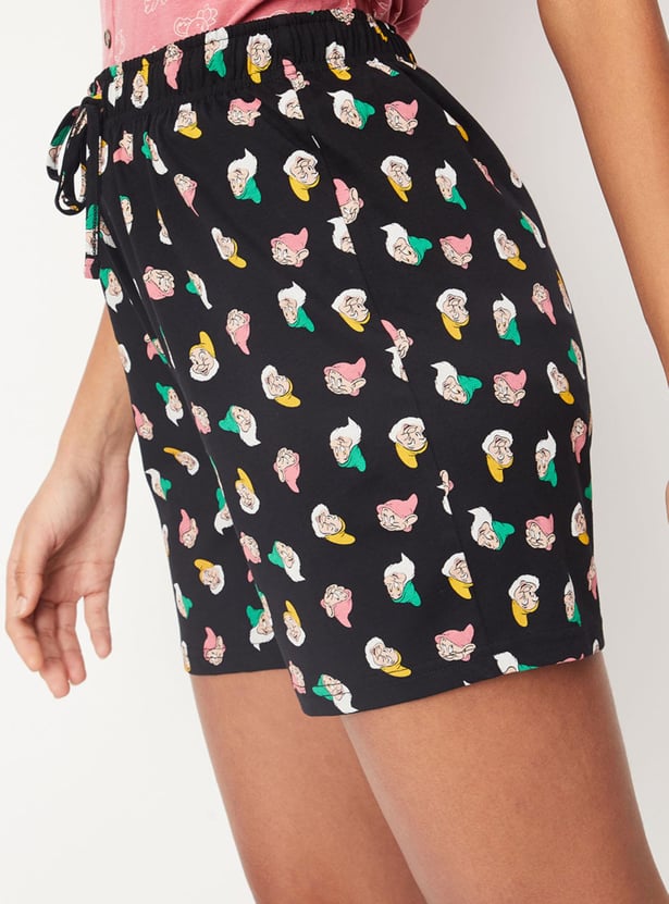 Women Seven Dwarfs Print Knit Shorts