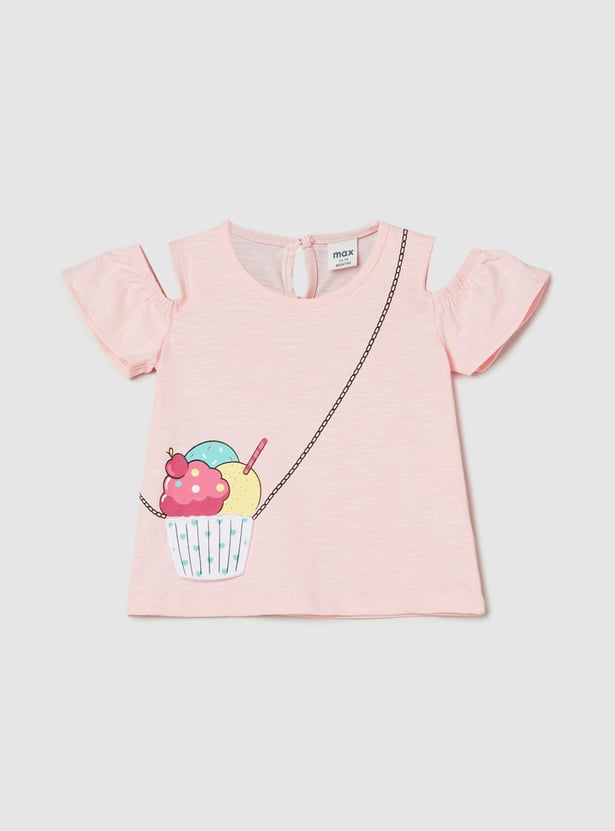 Girls Printed Cold Shoulder Top