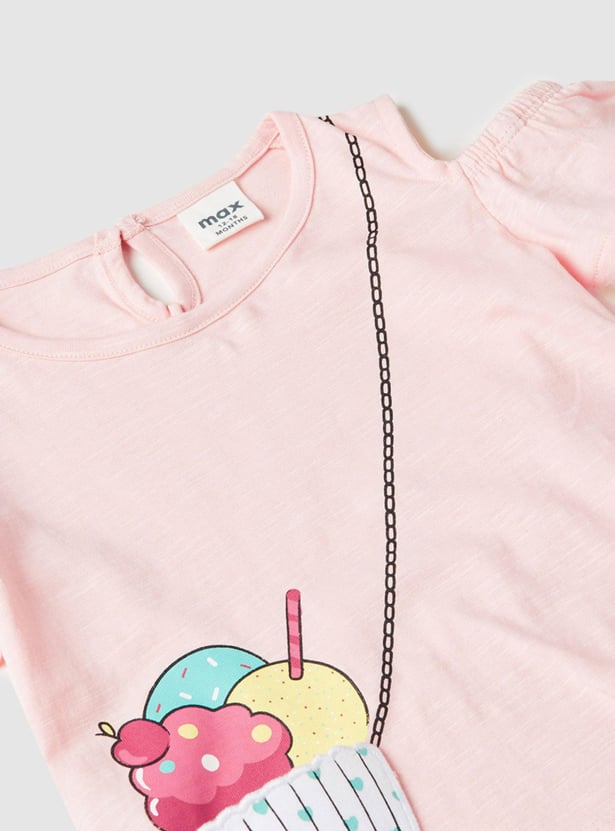 Girls Printed Cold Shoulder Top