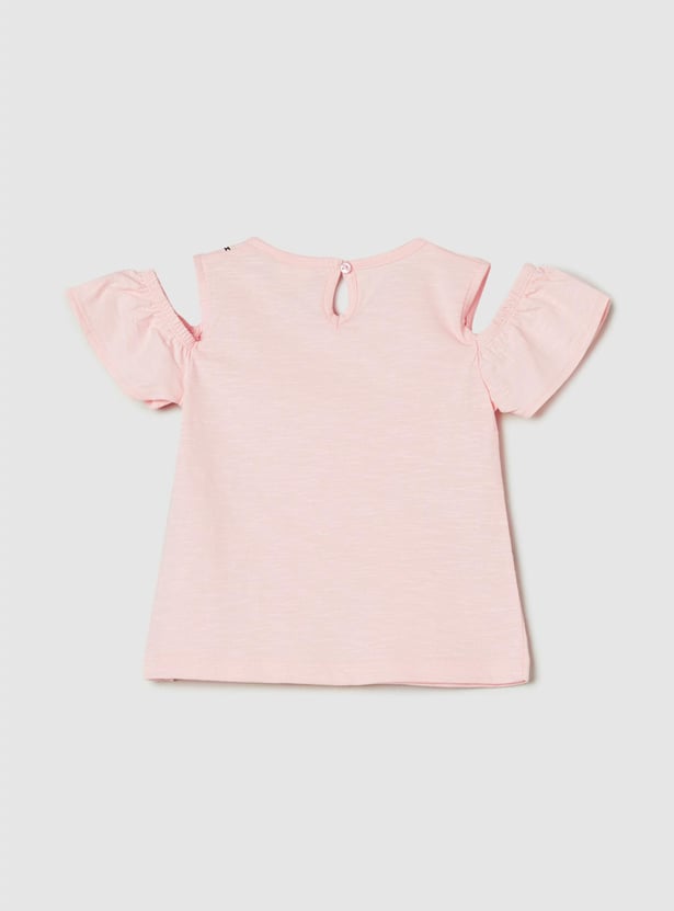 Girls Printed Cold Shoulder Top