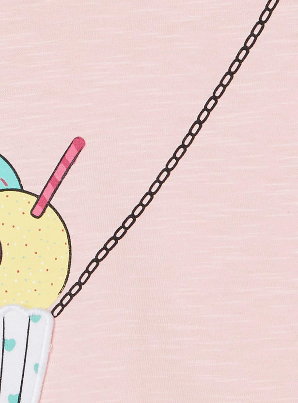 Girls Printed Cold Shoulder Top