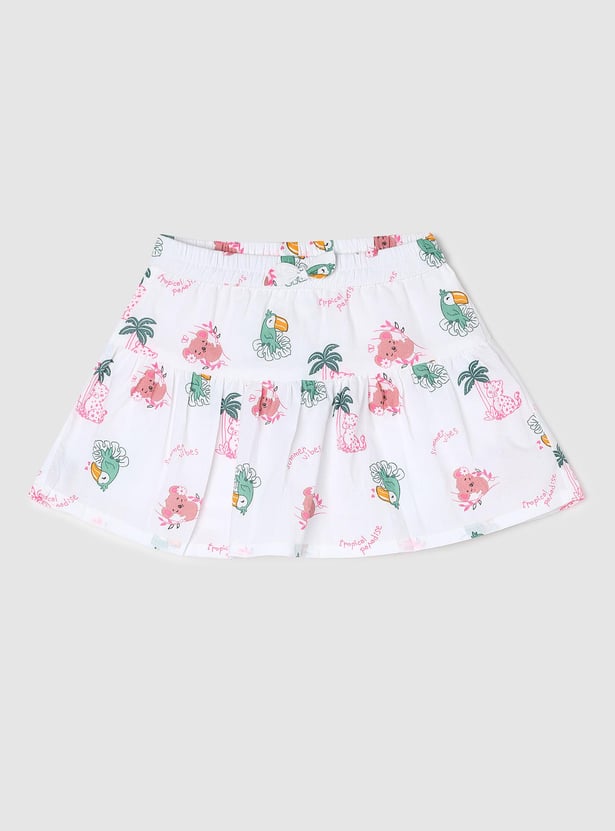 Girls Printed Tiered A-line Skirt