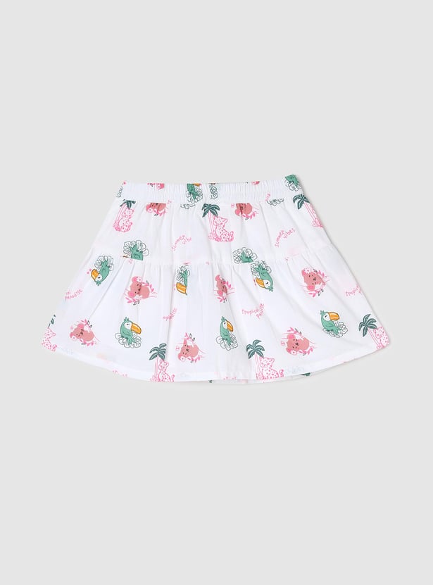 Girls Printed Tiered A-line Skirt