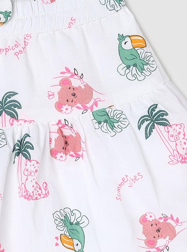 Girls Printed Tiered A-line Skirt