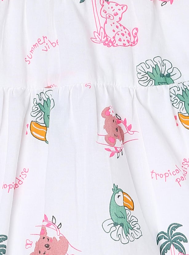 Girls Printed Tiered A-line Skirt