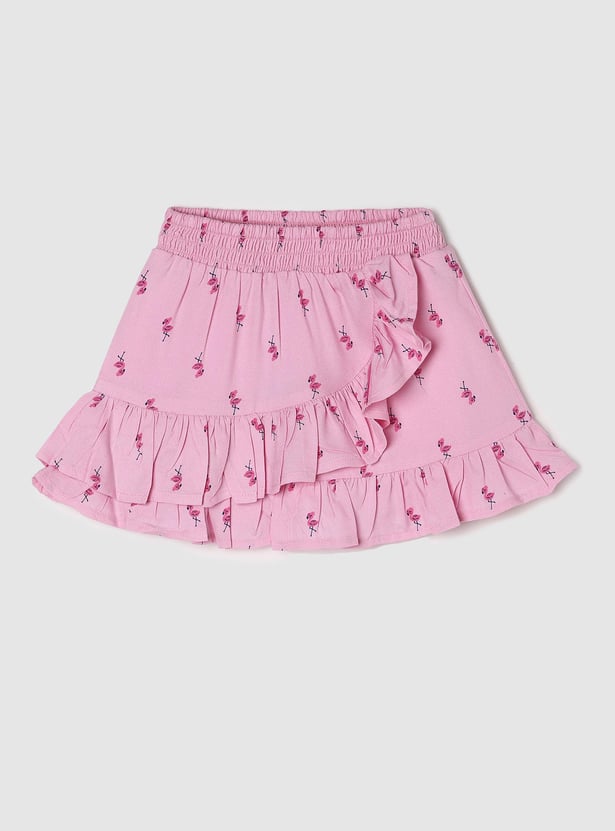 Girls Printed Skirt with Inner Shorts
