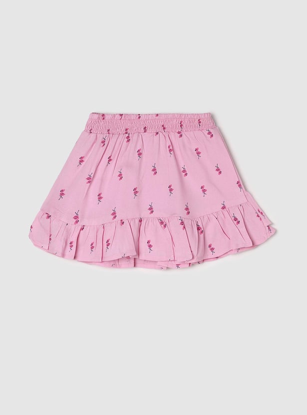Girls Printed Skirt with Inner Shorts
