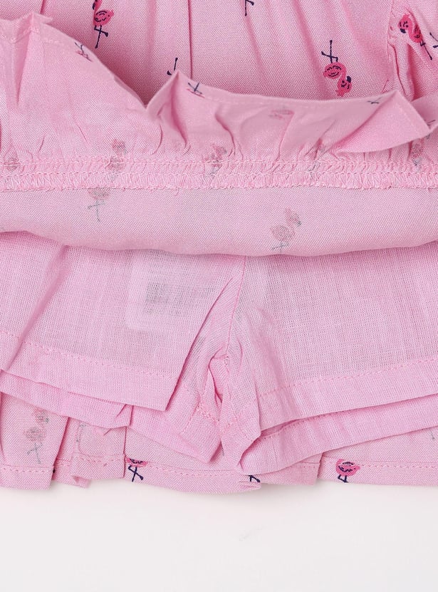 Girls Printed Skirt with Inner Shorts