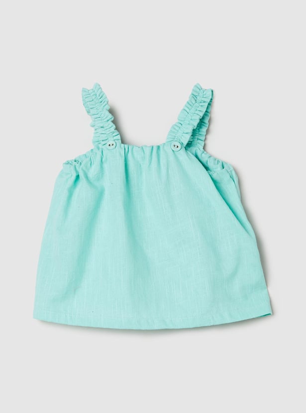 Girls Solid Top with Frill Straps