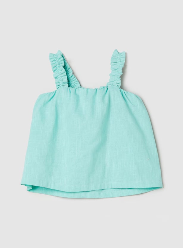 Girls Solid Top with Frill Straps