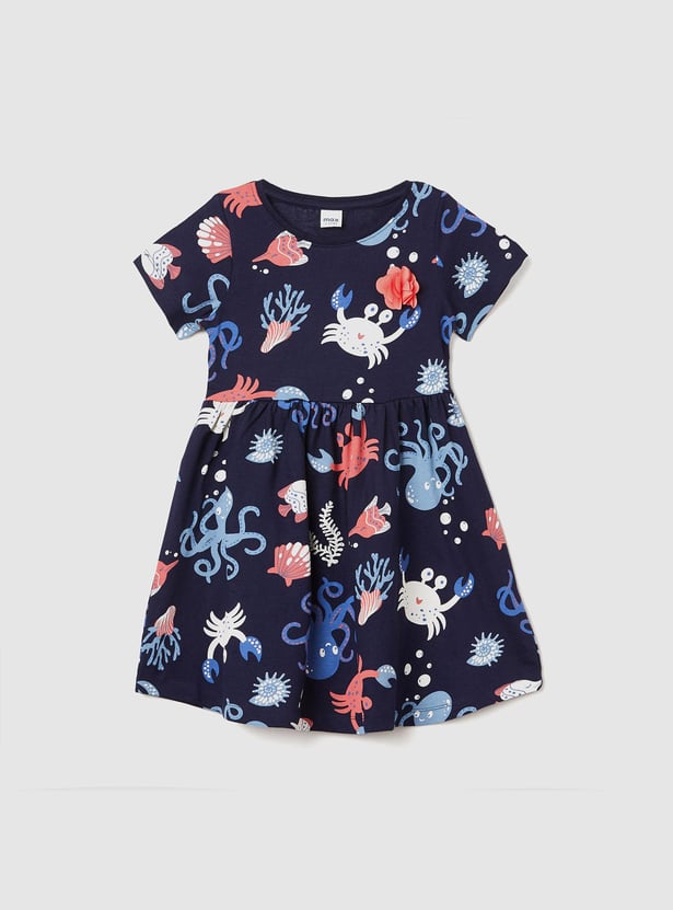 Girls All-Over Printed Fit and Flare Dress