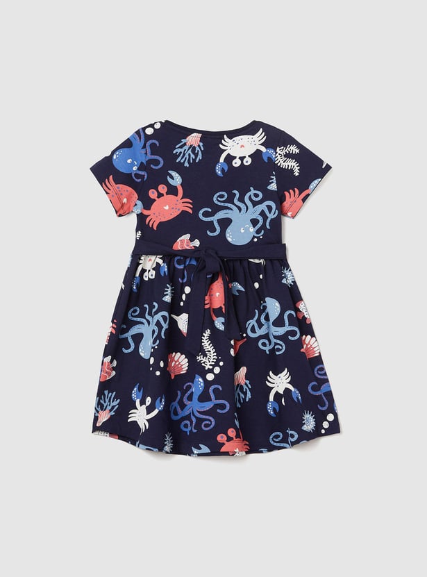Girls All-Over Printed Fit and Flare Dress