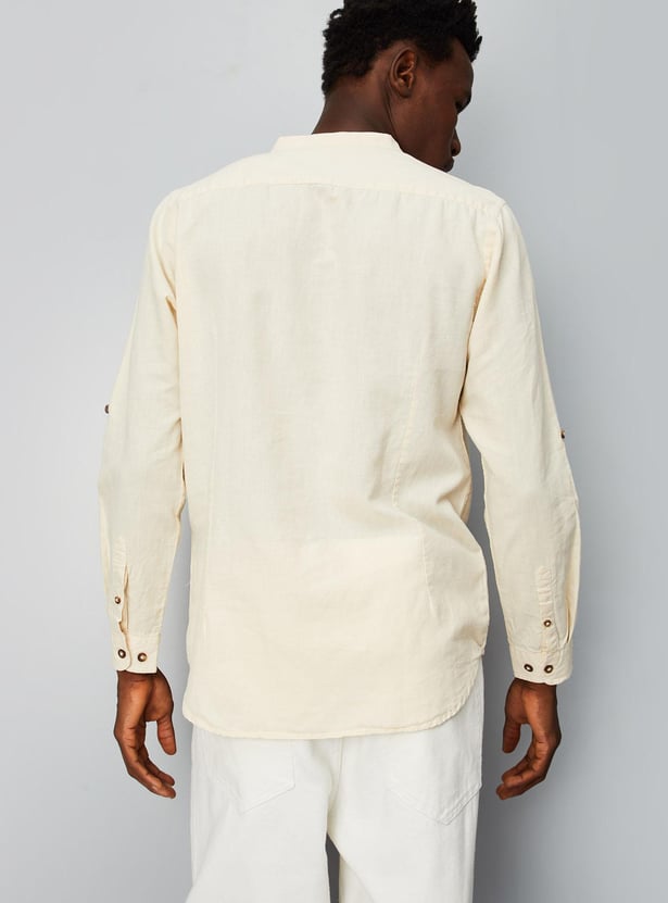 Men Cotton and Linen Blend Short Kurta