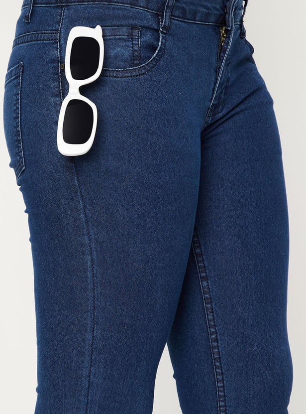 Women Solid Denim Capris
