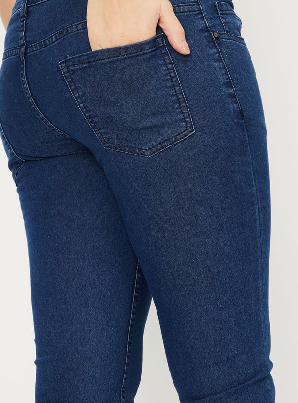 Women Solid Denim Capris