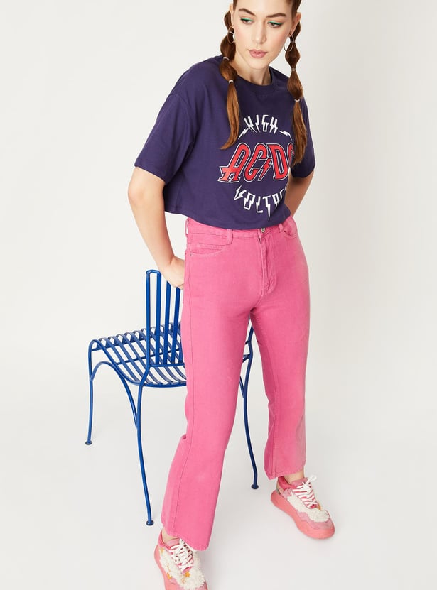 Women Typographic Printed Crop T-shirt