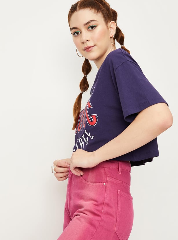 Women Typographic Printed Crop T-shirt