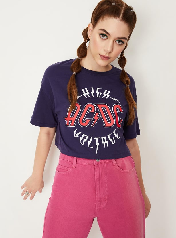 Women Typographic Printed Crop T-shirt