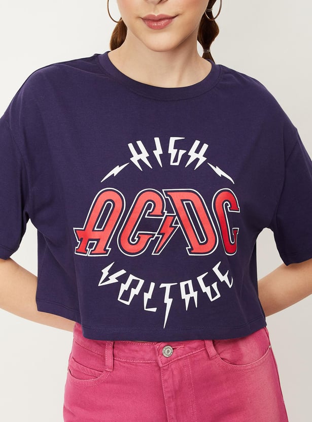 Women Typographic Printed Crop T-shirt