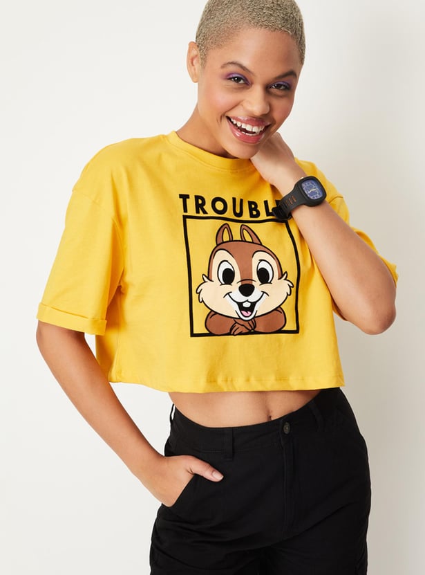 Women Disney Printed Crop T-shirt