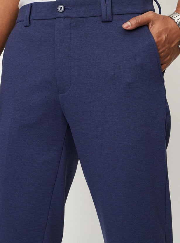 Men Knit Carrot Fit Formal Trousers