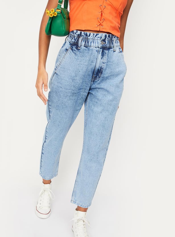 Women Washed Baggy Fit Jeans