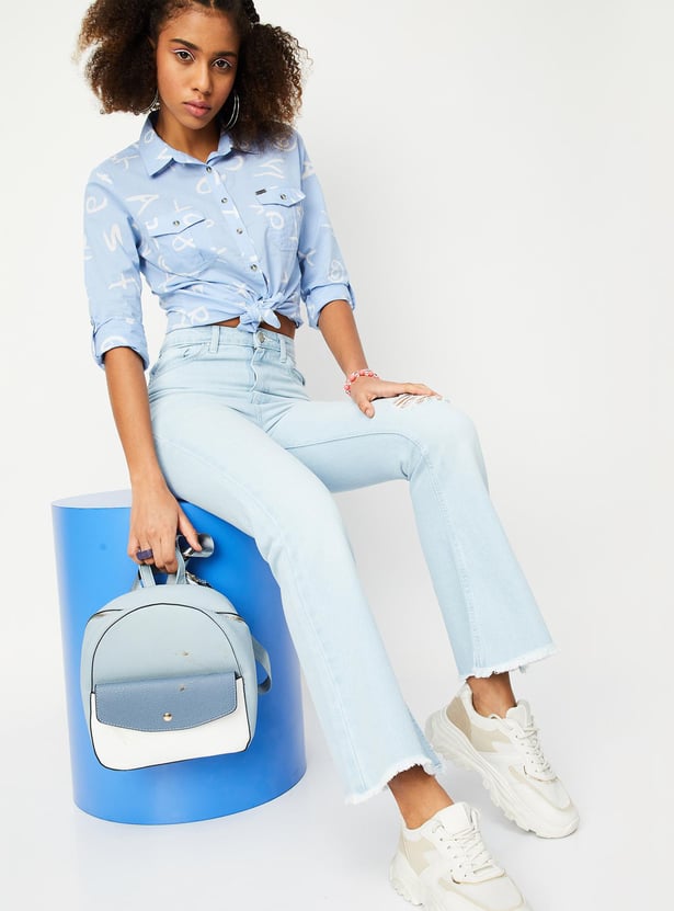 Women Ripped Flared Jeans