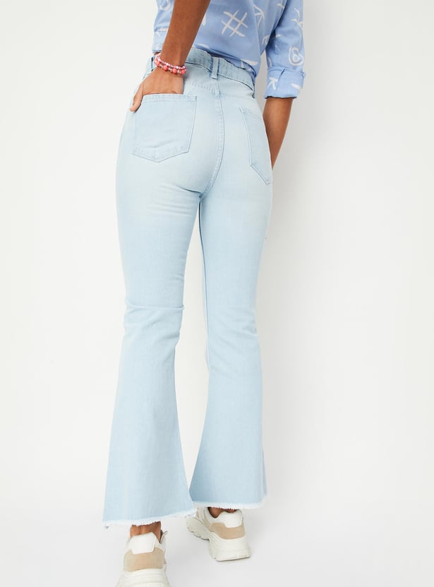 Women Ripped Flared Jeans