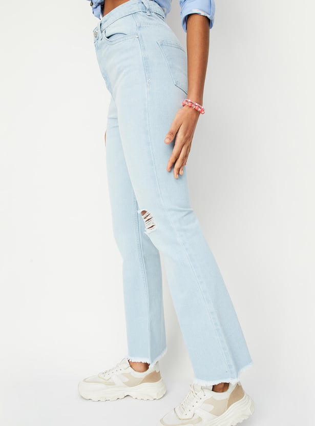 Women Ripped Flared Jeans