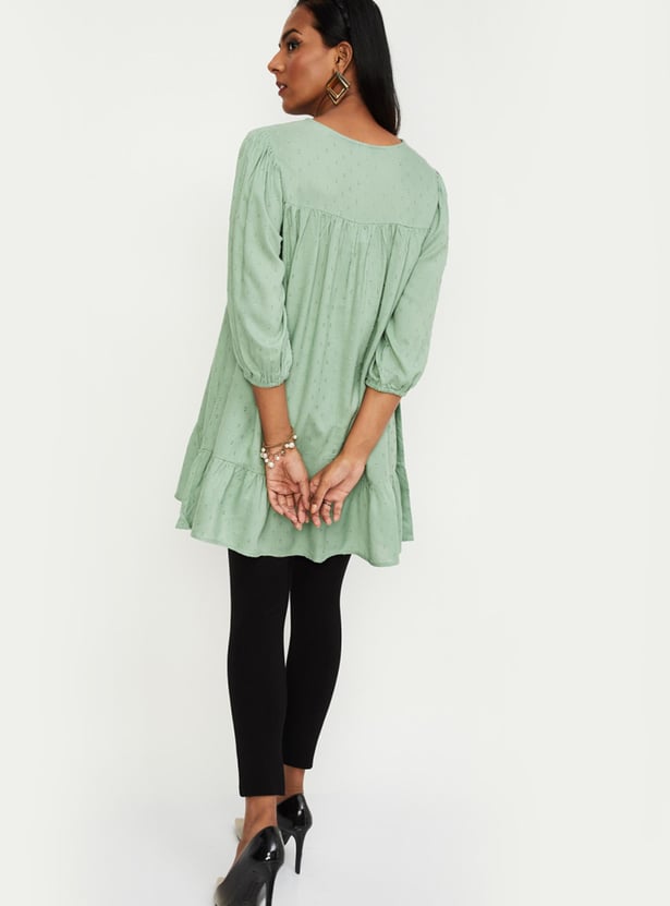 Women Embroidered Tiered Tunic