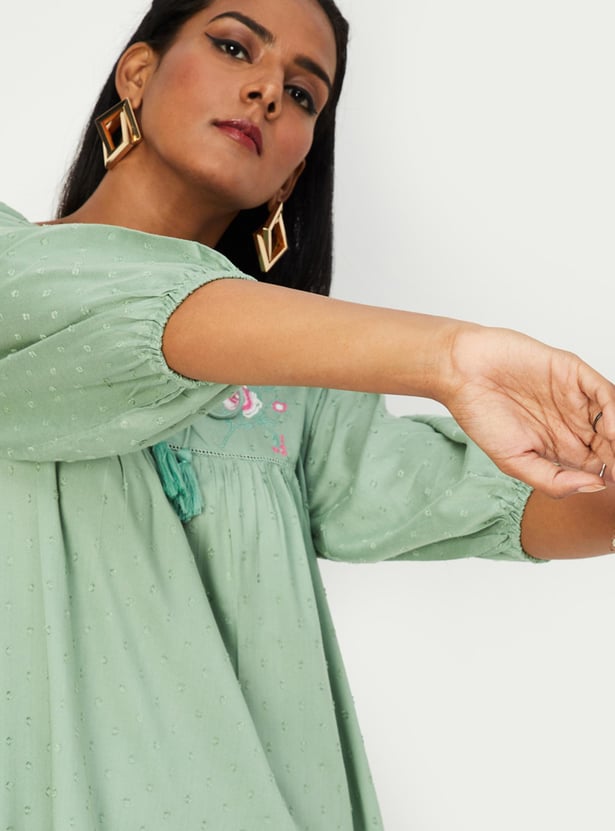 Women Embroidered Tiered Tunic