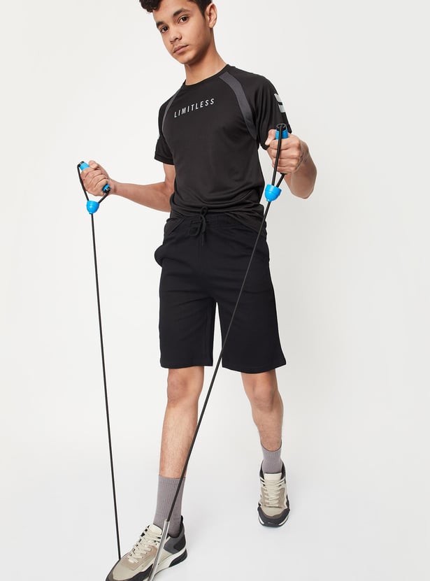 Boys Solid Knit Sports Shorts
