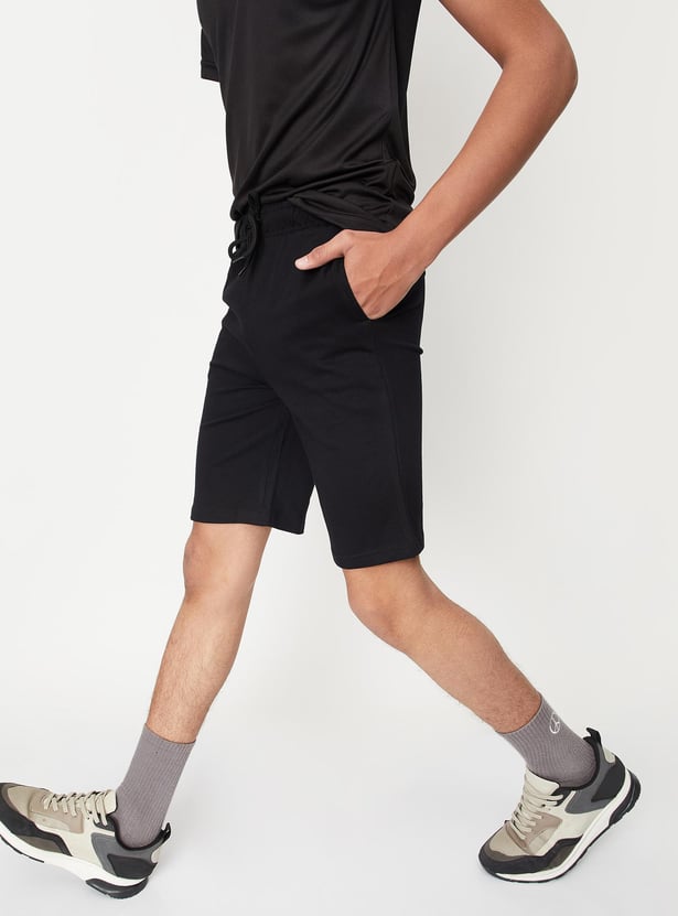 Boys Solid Knit Sports Shorts