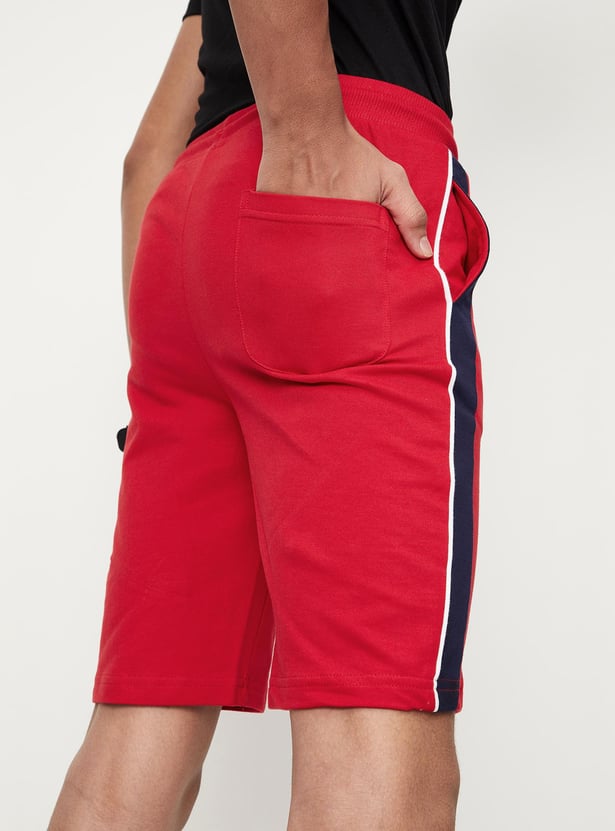 Boys Striped Drawstring Regular Shorts