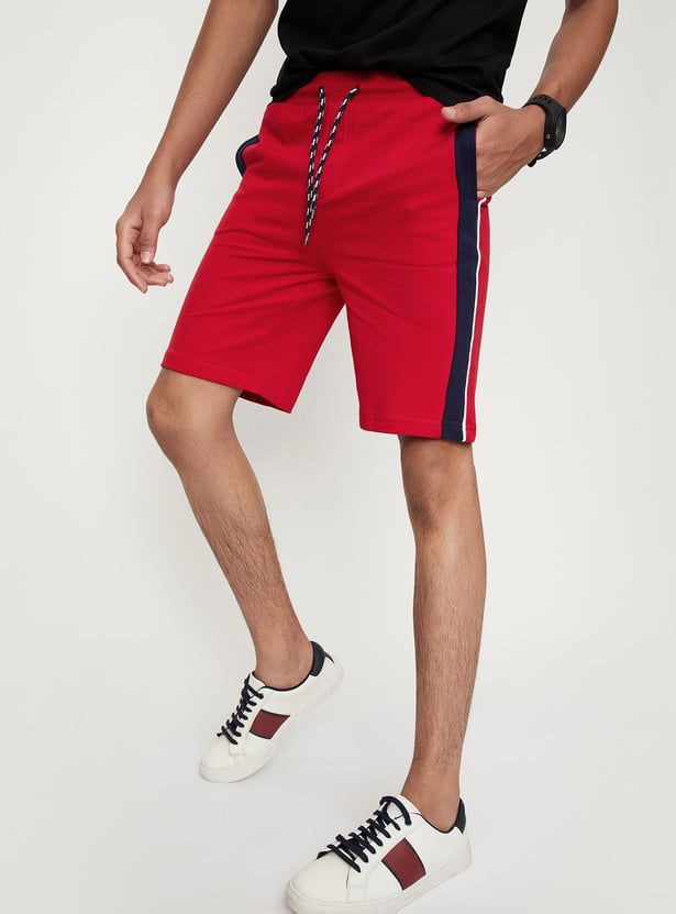 Boys Striped Drawstring Regular Shorts