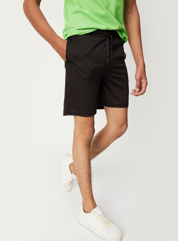 Boys Cotton Textured Knit Sports Shorts