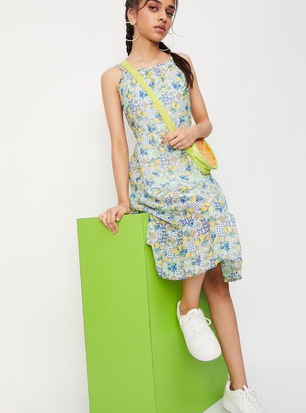 Girls Printed Strappy Tiered Dress
