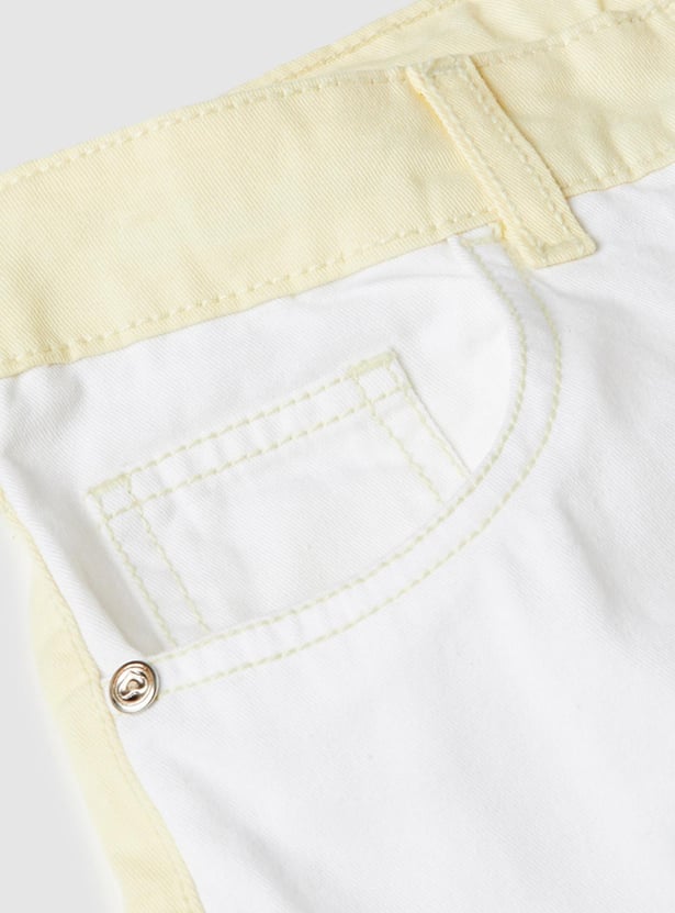 Girls Colourblocked Button Fly Shorts