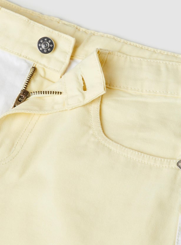 Girls Colourblocked Button Fly Shorts