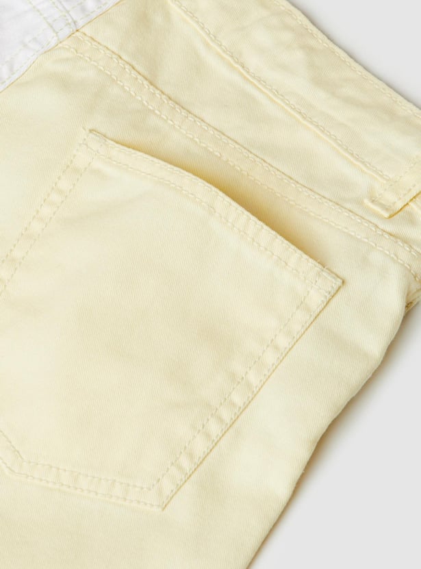 Girls Colourblocked Button Fly Shorts