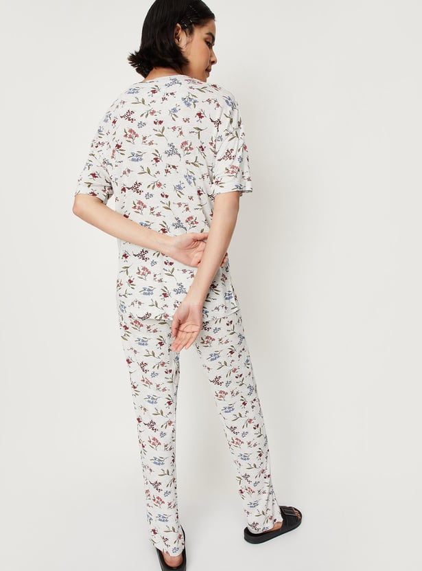 Women Floral Print Pyjama Set