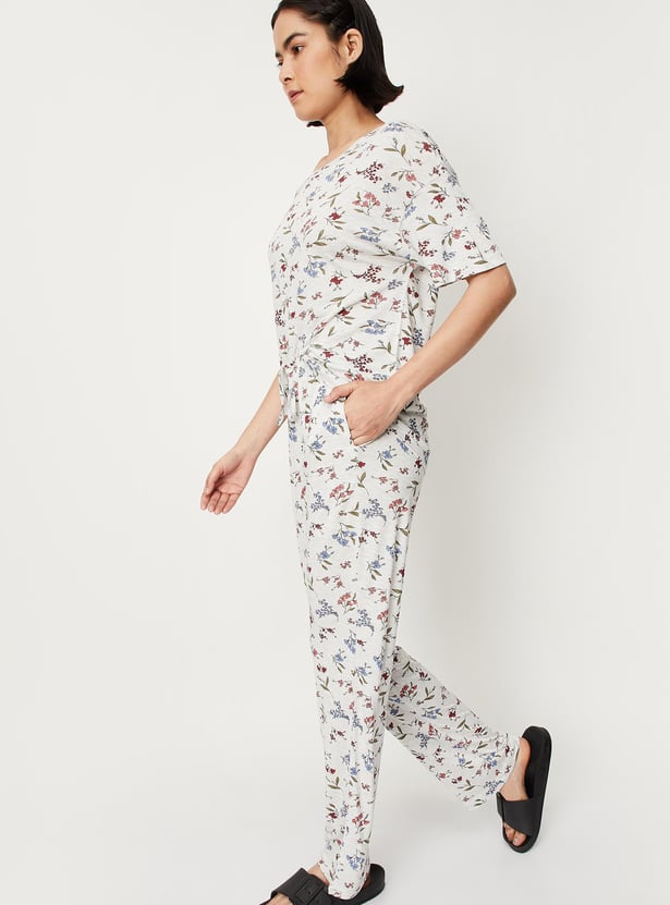 Women Floral Print Pyjama Set