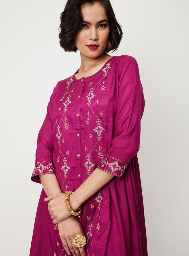Women Embroidered A-line Kurta