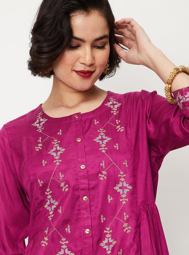 Women Embroidered A-line Kurta