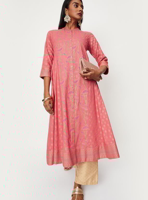 Women Printed Panelled Kalidar Kurta